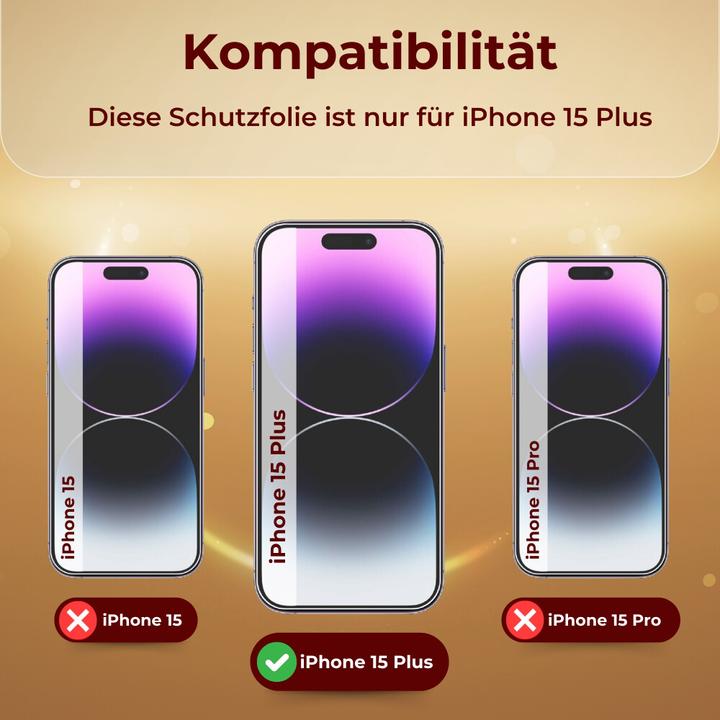 Actual product image Protectorking 3x real tempered 9H armoured glass 3D CLEAR (1 pcs., Apple iPhone 15 Plus)