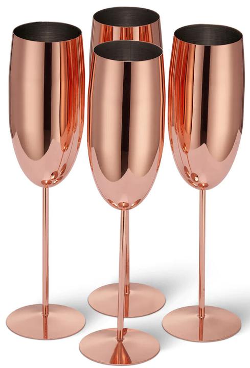 Actual product image Oak & Steel Stainless steel champagne glasses rose gold set of 4 (28.50 cl, 4 Glasses, Champagne glasses)