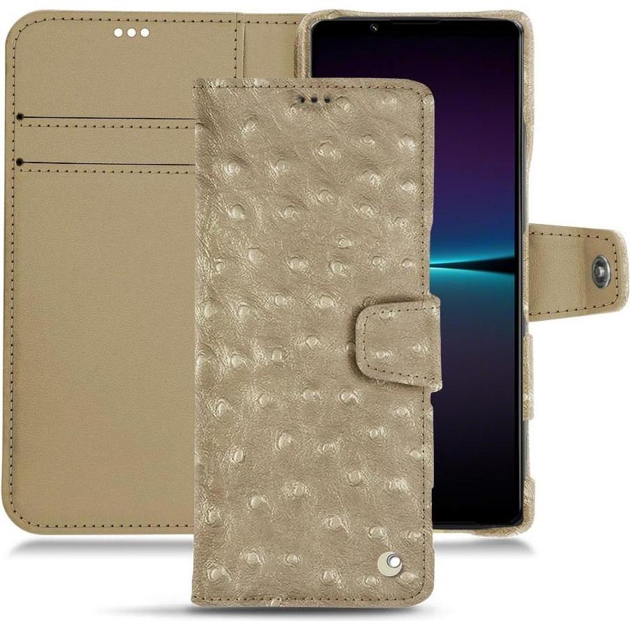 Noreve Lederschutzhülle Wallet (Sony Xperia 1 IV), Smartphone Hülle, Beige