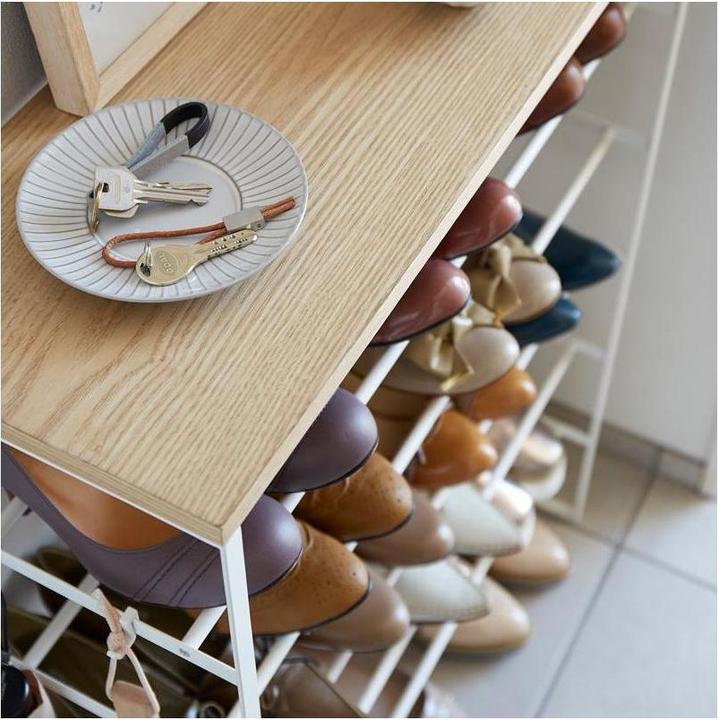 Produktbild Yamazaki 6-stöckiges Schuhregal mit Holzablage TOWER (66 x 25 x 87 cm)