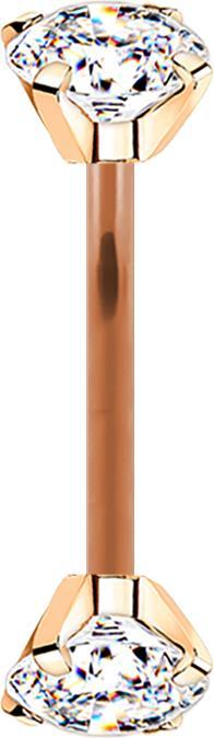Image du produit Star Piercing Micro banane rose doré femelle avec deux cristaux sertis d'argent (Titane, sans laiton)