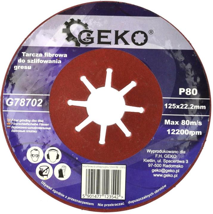 Actual product image GEKO Fibre disc 125 mm, P80, for stoneware (P80)