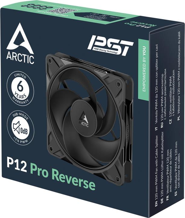 Productafbeelding Arctic Ventilateur de boitier P12 Pro Reverse - 12cm (Noir) (120 mm, 1x)