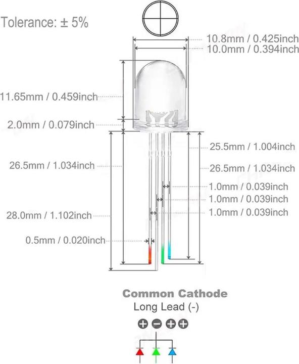 Immagine prodotto Purecrea LED RGB 10 mm trasparente