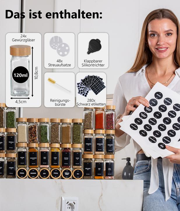 Actual product image Deco haus Set of 24 spice jars (0.12 l)