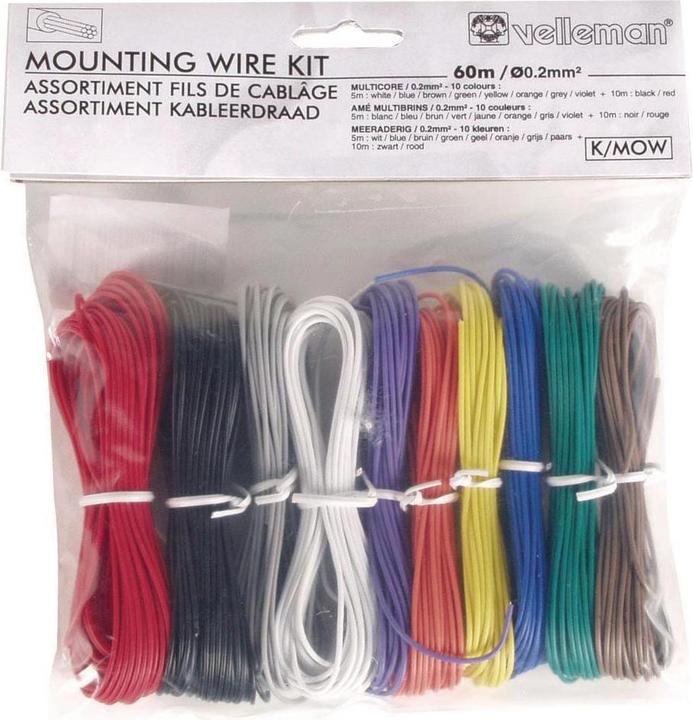 Velleman Mounting Wire Kit - 10 Colours - 60M (60 m)