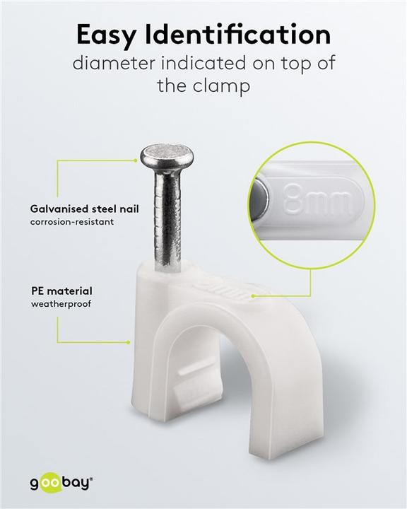 Actual product image Goobay Cable clamp, white max. cable diameter : 8.0 mm