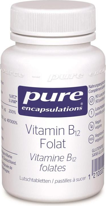 Nährwerte und Zutaten Pure encapsulations Vitamin B12 Folat (90 Stk., Tabletten, 99 g)