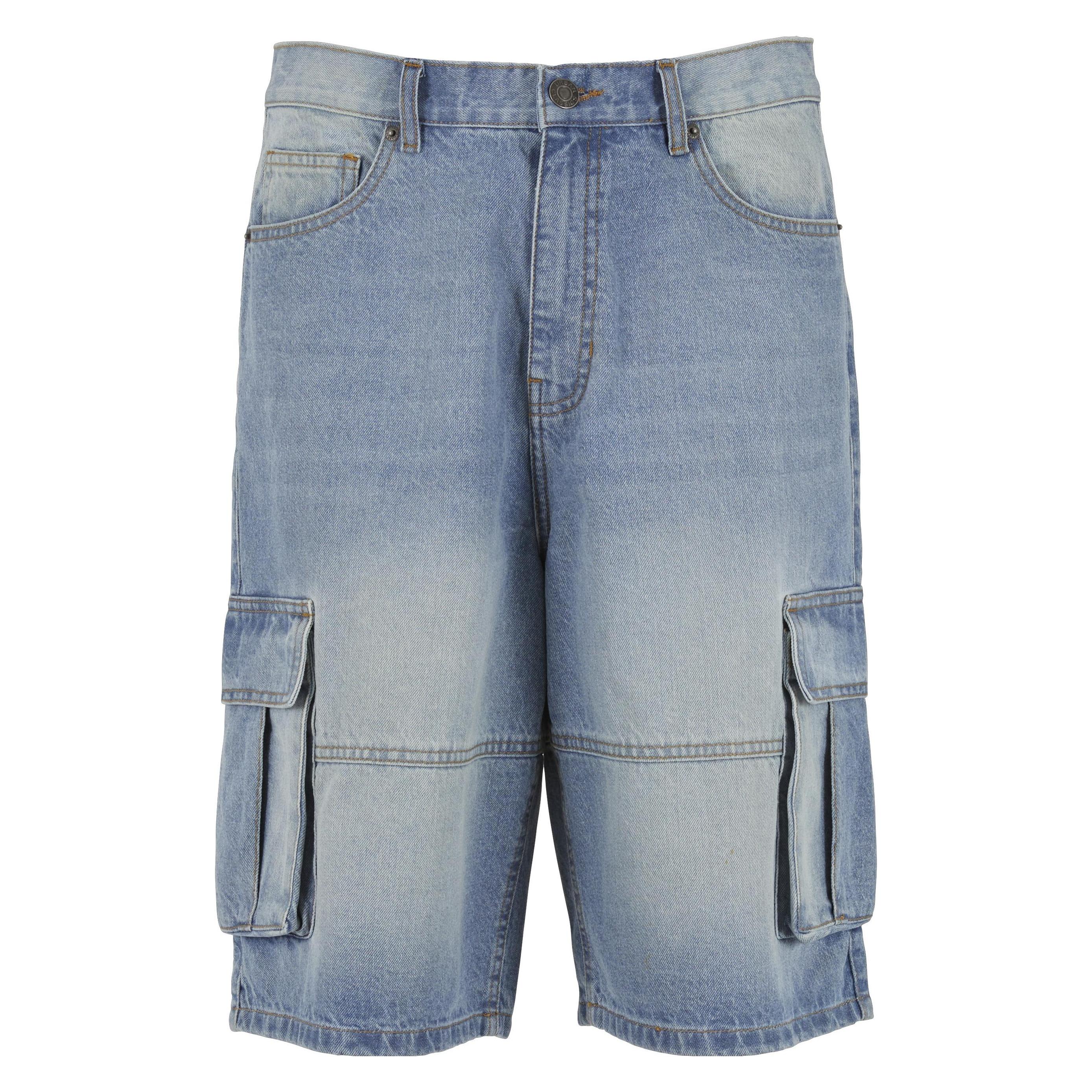 Urban Classics, Herren, Shorts, Relaxed Denim Cargo Shorts New Light Blue Dirty Washed 44, Blau