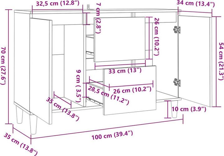 Image du produit vidaXL Rowen (35 x 103.50 x 70 cm)