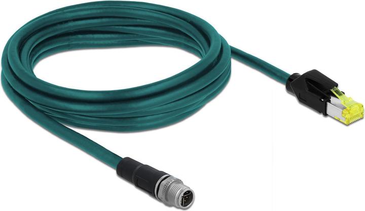 Actual product image Delock Network cable M12 8 pin X-coded to RJ45 Hirose plug TPU 3 m (S/FTP, CAT6a, 3 m)