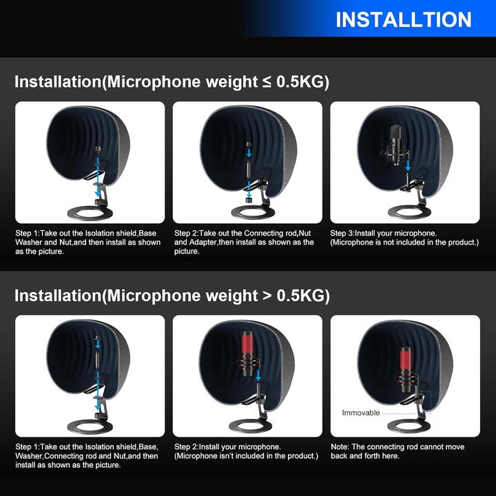 Immagine prodotto Aokeo 2024 Mikrofon Isolation Schallschutz 360° Studio Shield