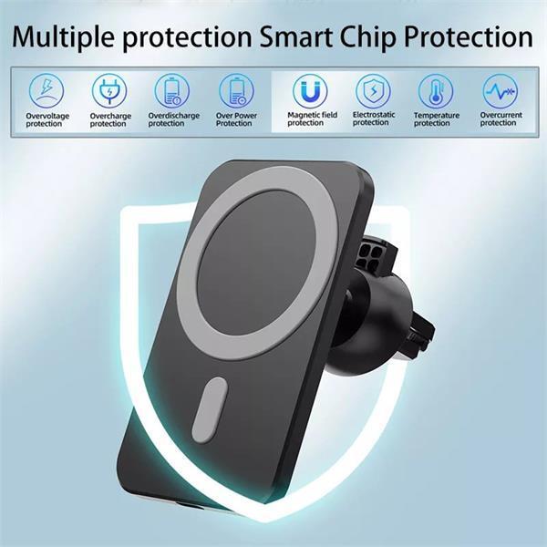 Actual product image 1st Cool Wireless QI charger 15 W, magnetic, for car, MagSafe-compatible, black (15 W)