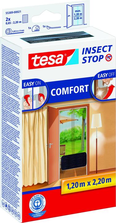 Produktbild tesa Insektenschutz COMFORT für Fenster, mit Klettband, selbstklebend, ohne Bohren (65 x 250 cm)