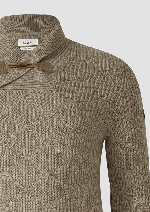 Image du produit s.Oliver Strickpullover Wollmix-Pullover mit Schalkragen und Struktur (XXL)
