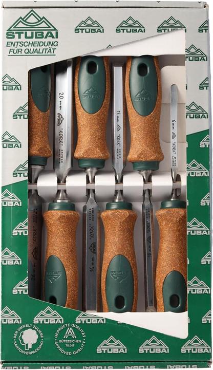 Productafbeelding Stubai Speciale beitelset (geperforeerde beitel) met kurken handvat 6-delig gereedschapsstaal (6 mm)