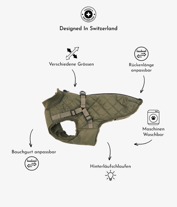 Actual product image Pet & Co. Ruby - Padded coat with harness - Olive (Dog coat)