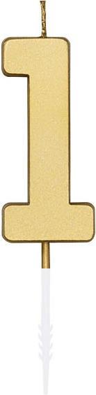 Produktbild Globos Europe Kuchenkerze 4,5 cm, Metallic-Gold, Nr. 1