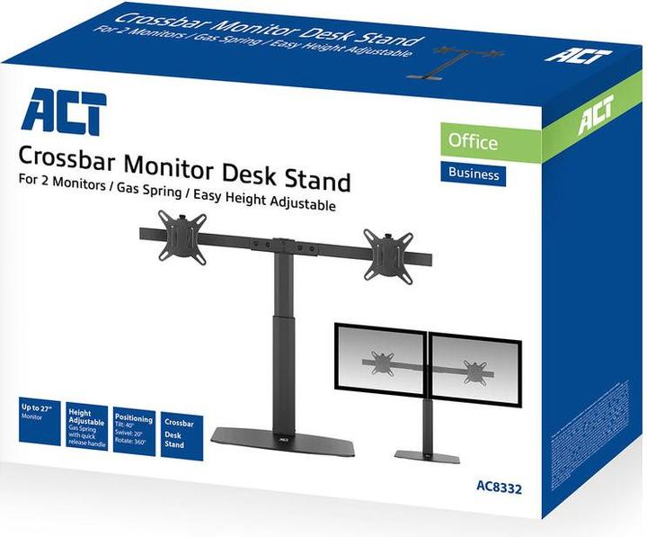 Produktbild ACT Monitor Desk Stand, 2 screens up to 27ö, with gas spring (Tisch, 27")