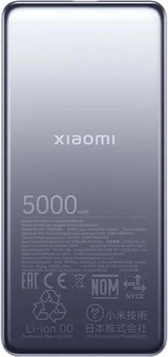 Actual product image Xiaomi Ultra Slim Power Bank 5000mAh (5000 mAh, 19.10 W, 19.40 Wh)