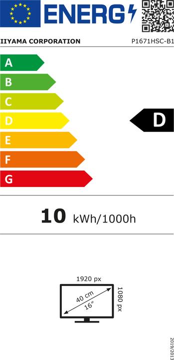 Energy Label iiyama P1671HSC-B1 (1920 x 1080 pixels, 15.60")