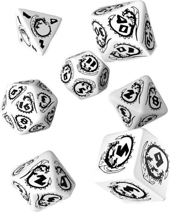 Image du produit Q Workshop SDRA02 - Ensemble de cubes Dragons : blanc et noir (7 pièces)