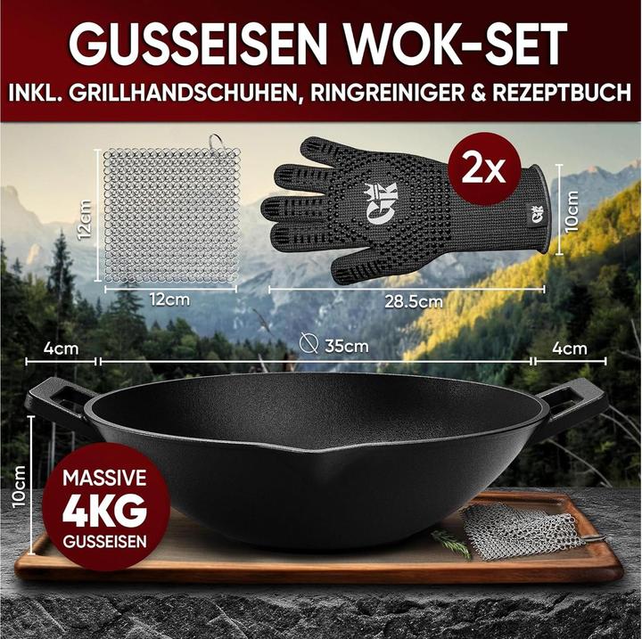 Actual product image Gusskönig Wok (Cast iron, 36 x 10 cm)