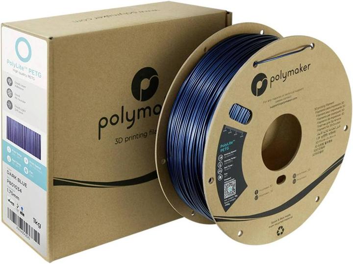 Actual product image Polymaker PolyLite PETG Dunkel Blau 1,75 mm 1000 g (PETG, 1.75 mm, 1000 g, Blue)