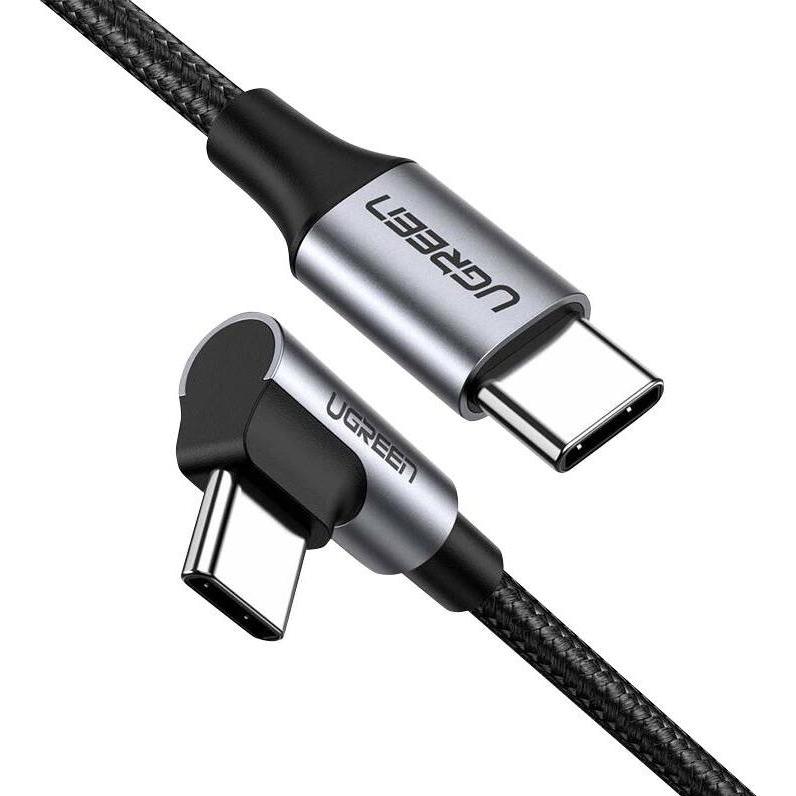 Ugreen US255 USB-C to USB-C Elbow cable, 3A, 60W, 0.5m (Black) (0.50 m, USB 2.0), USB Kabel