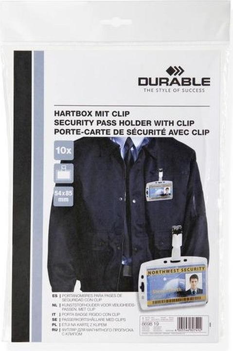Produktbild Durable Namensschilder Hartbox, mit Clip, 54 x 85 mm