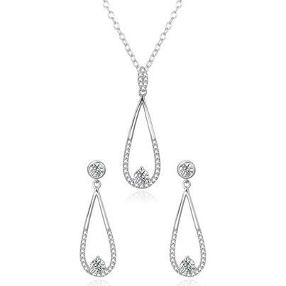 Agato, Schmuck Set, AGSET366R Charming Silver Jewelry Set (Necklace. Pendant. Earrings), Silber