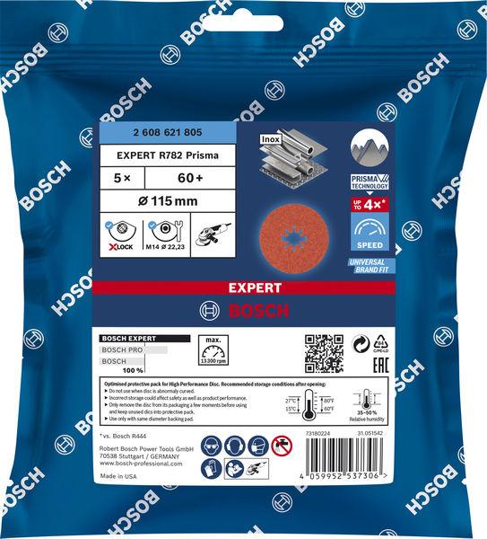 Produktbild Bosch Professional Zubehör EXPERT R782 Prisma Ceramic Fiberscheibe, X-LOCK, 115 mm, 22,23 mm, G 60, 5-tlg. (60)