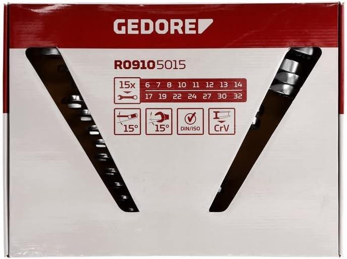 Produktbild Gedore Red red Ring-Maulschlüssel-Satz, 15-teilig, SW 6-32, Chrom-Vanadium-Stahl, Silber (32 mm, 19 mm, 6 mm, 12 mm, 24 mm, 14 mm, 22 mm, 16 mm, 23 mm, 10  mm, 21 mm, 18 mm, 27 mm, 7 mm, 31 mm, 17 mm, 11 mm, 15 mm, 26 mm, 30 mm, 8 mm, 28 mm, 9 mm, 29 mm, 13 mm, 20 mm, 25 mm)