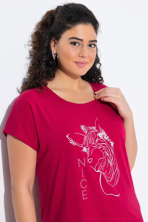 Image du produit Ulla Popken T-shirt oversize à imprimé animal métallisé, col rond et manches courtes (42, 44)