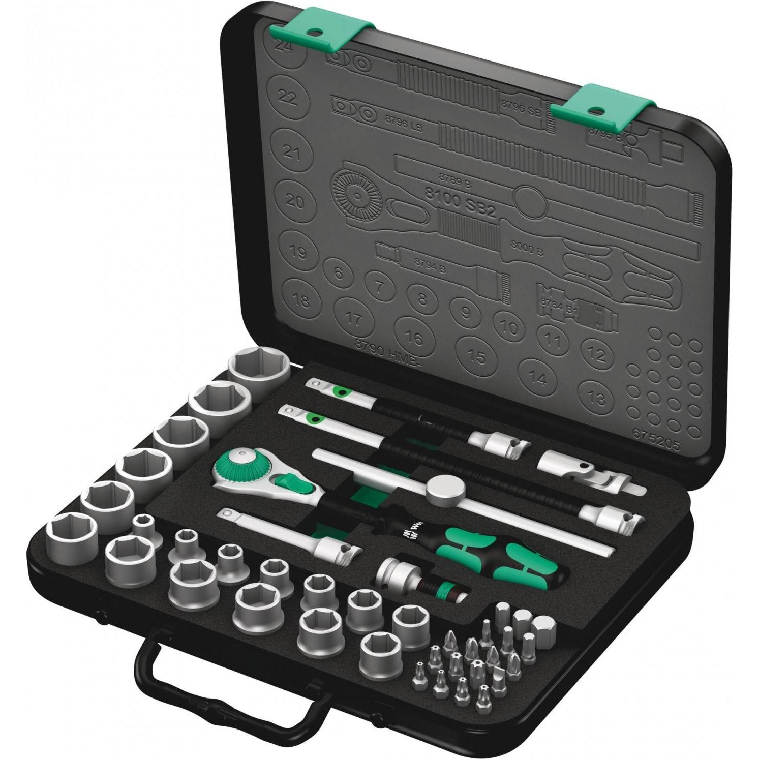 Wera, Steckschlüssel + Stecknuss, 8100 SB 2 Zyklop Speed-Knarrensatz (24 mm, 6 mm, 9 mm, 10  mm, 8 mm, 7 mm, 18 mm, 11 m...