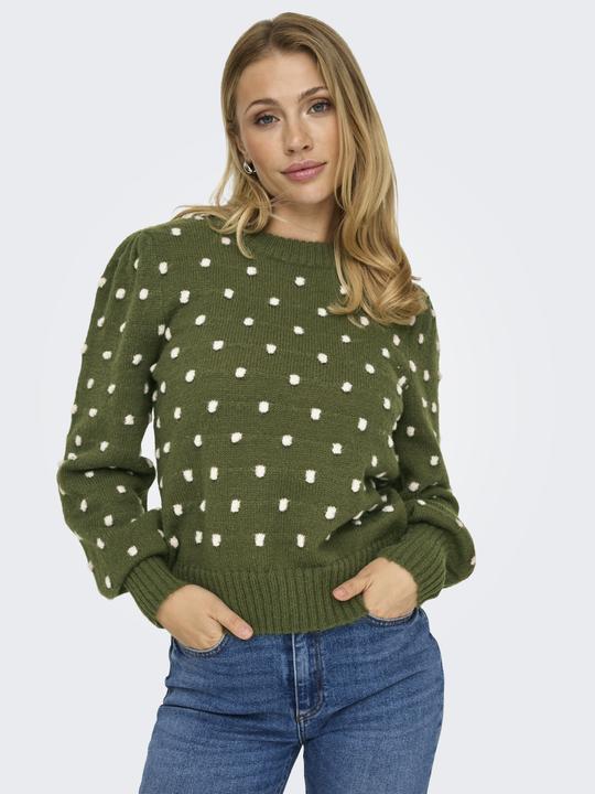 Immagine prodotto JdY Vestibilità regolare Collo alto Polsini lunghi Maniche a sbuffo Pullover Maglione in maglia (XL)