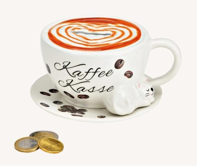 Immagine prodotto G. Wurm Tazza da caffè in ceramica salvadanaio bianco (L/H/D) 14x8x13cm (14 x 8 x 13 cm)