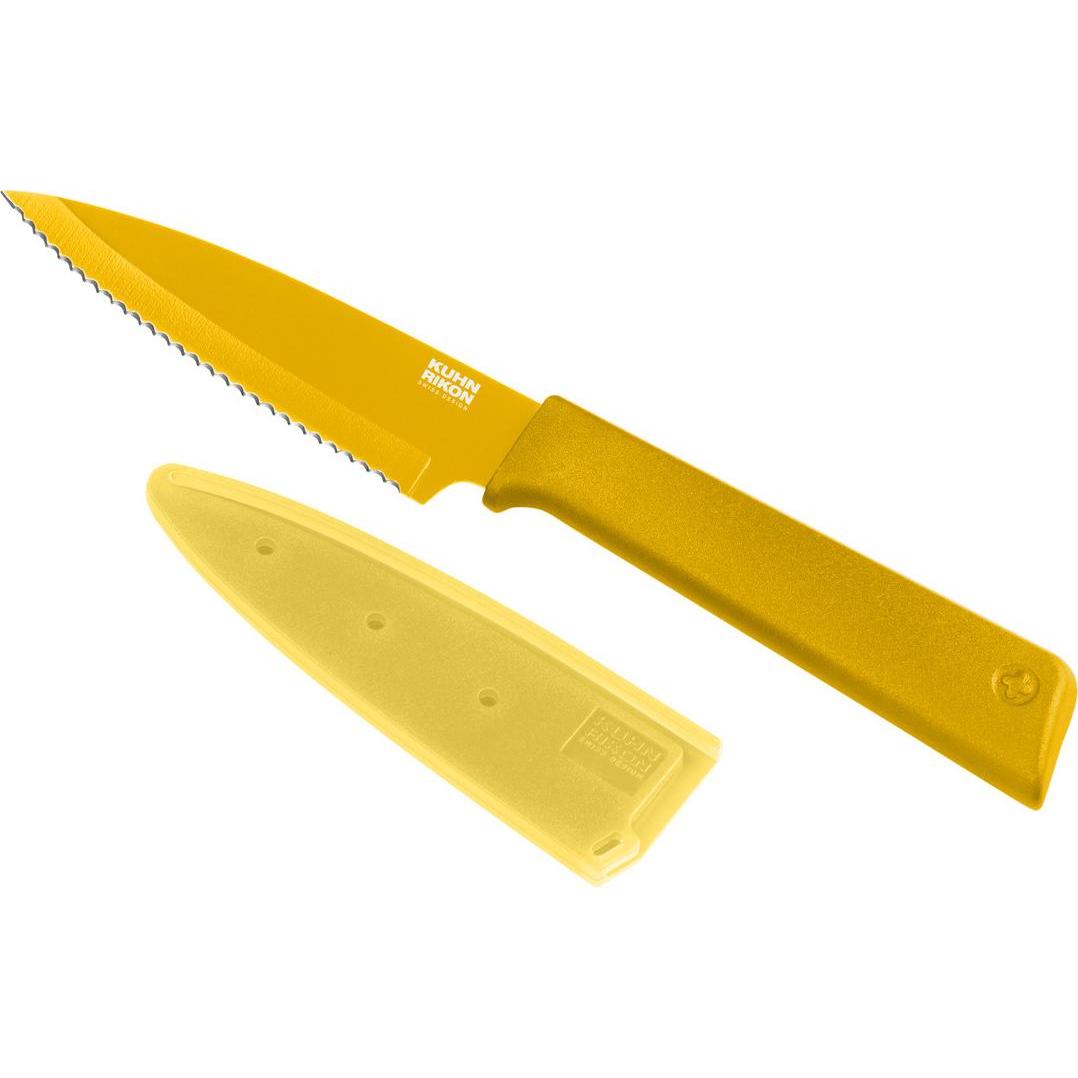 6x Kuhn Rikon COLORI+ Rüstmesser gezackt gelb, Küchenmesser, Gelb