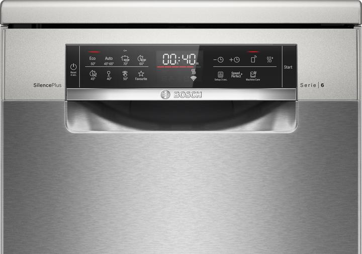 Image du produit Bosch Hausgeräte Serie 6, Freistehender Geschirrspüler, 45 cm, Gebürsteter Stahl mit Anti-Fingerprint, SPS6EMI21E