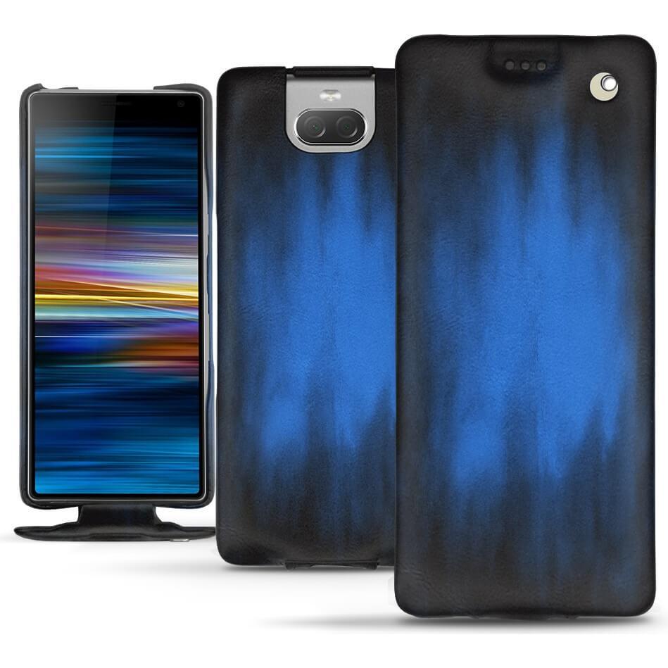 Noreve Lederschutzhülle vertikal (Sony Xperia 10), Smartphone Hülle, Blau