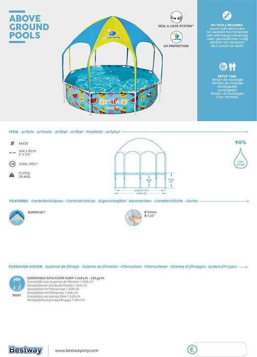 Produktbild Bestway Steel Pro Pool mit UV-Sonnenschutz