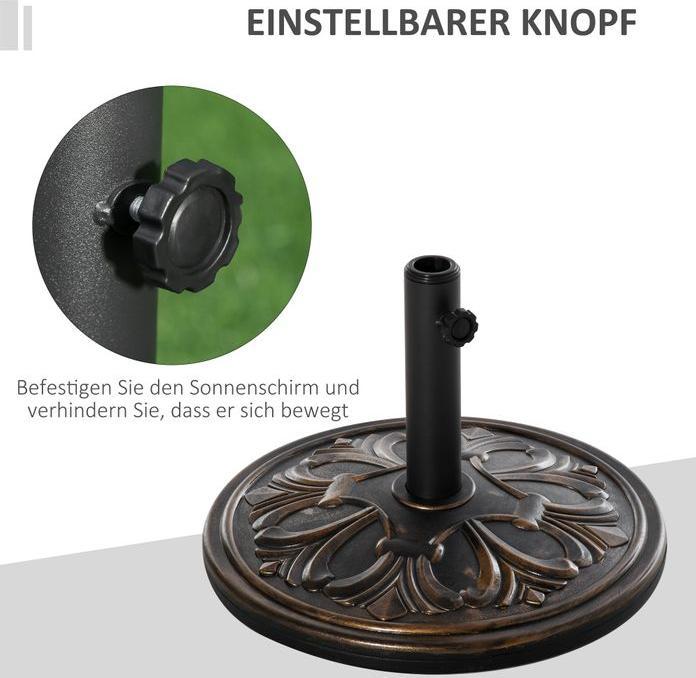 Image du produit Swisshandel24 Pied de parasol 13 kg Ø35/Ø38/Ø48mm plastique + ciment bronze antique Ø48 x 34 cm