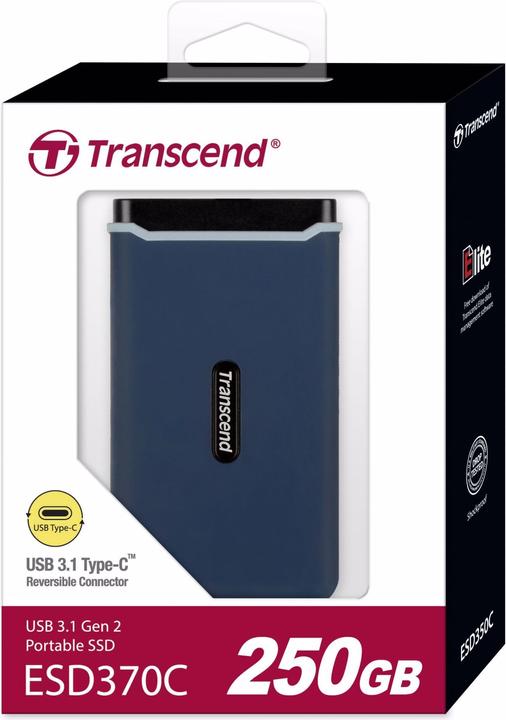 Actual product image Transcend SSD ESD370C 250GB USB-C USB 3.1 Gen 2 (0.25 TB)