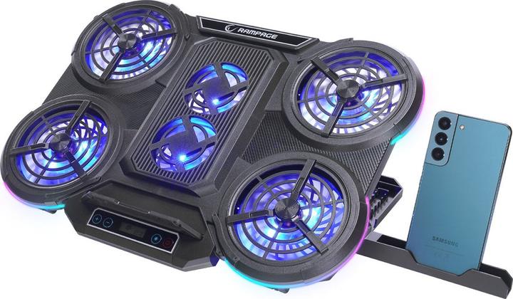 Produktbild Rampage PROTE R6 grau / Kühlpad / für Laptops 10 - 17" / 6x Lüfter / Handyständer / RGB