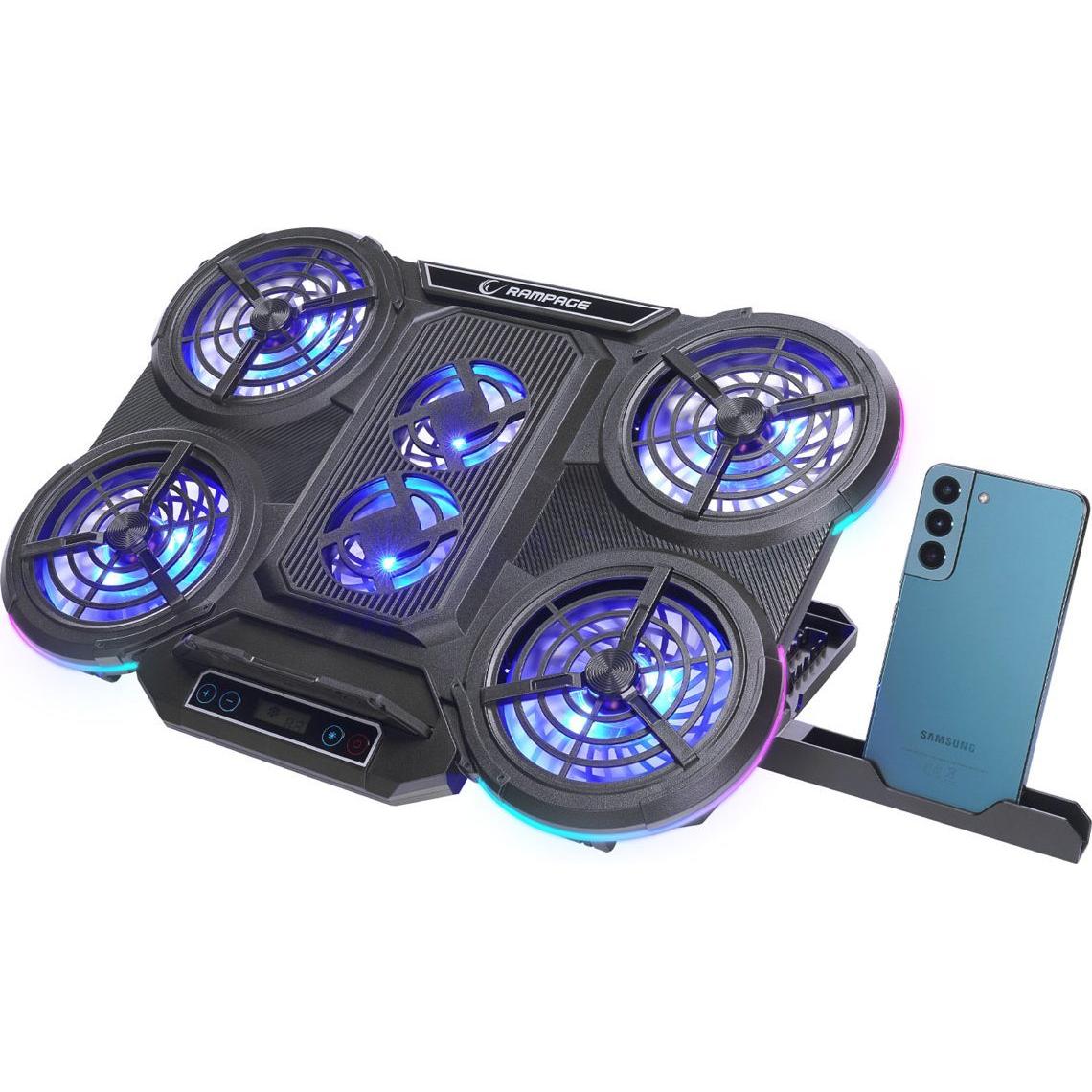 Rampage PROTE R6 grau / Kühlpad / für Laptops 10 - 17 / 6x Lüfter / Handyständer / RGB (PROTE R6)