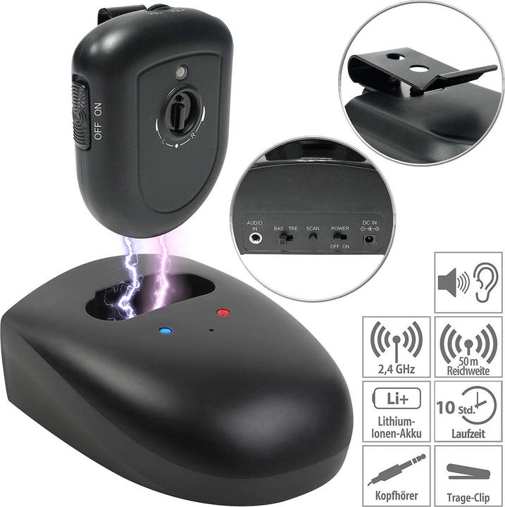 Immagine prodotto Newgen medicals Sistema uditivo senza fili per cuffie con connessione jack (10 h, Senza fili, Cablato)