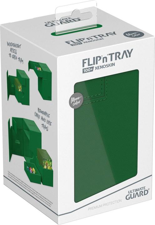 Actual product image Ultimate Guard Card Box Flip'n'Tray XenoSkin Monocolor 100+ Green