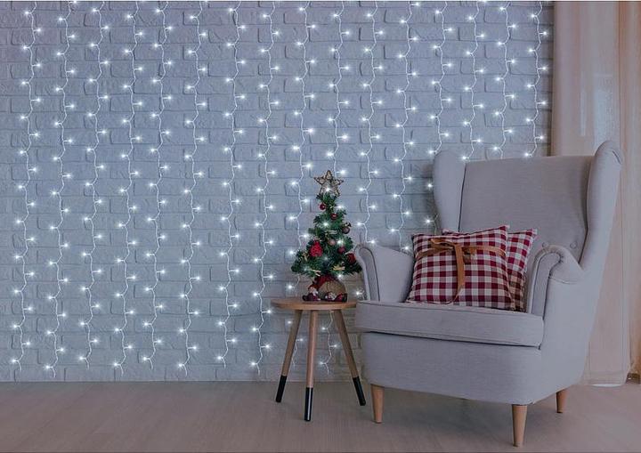 Produktbild Luminea 2er-Set WLAN-LED-Lichtervorhang, 300 LEDs, CCT, App, dimmbar, IP44, 3 x 3 m (3 m)