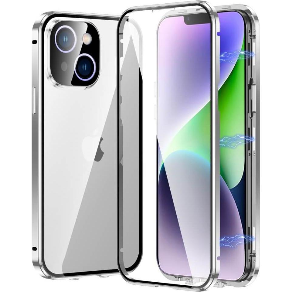 Cover-Discount iPhone 15 Plus - Magnetische Schutzhülle mit Panzerglas silber (Apple iPhone 15 Plus), Smartphone Hülle, ...