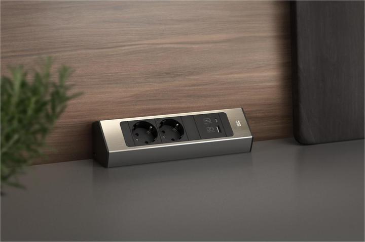 Image du produit Bachmann CASIA 2 2xCEE7/3 1xUSB A/C 22W 2,0m AEH aspect inox (2 x, CEE 7/3, 2 m)